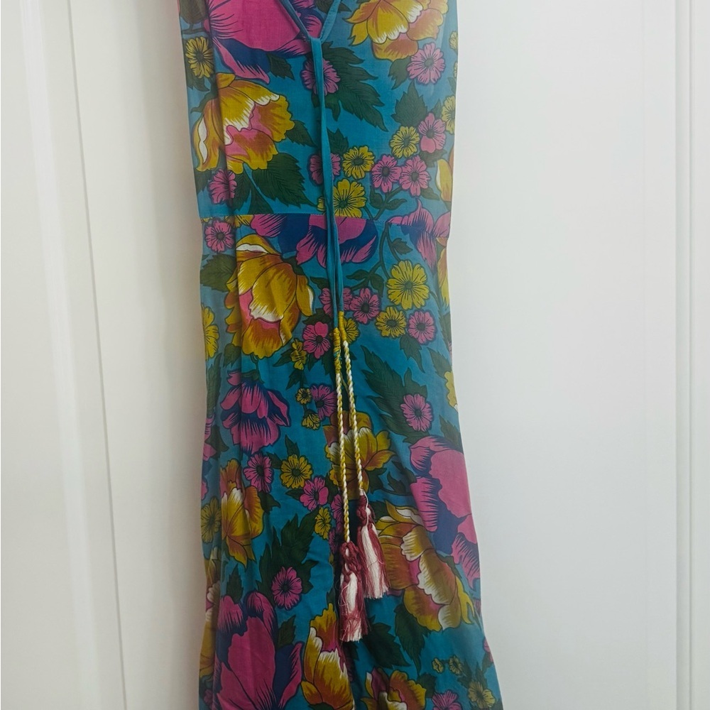 Anthropologie Lilka Floral Halter Midi Dress Blue XS - Picture 6 of 9